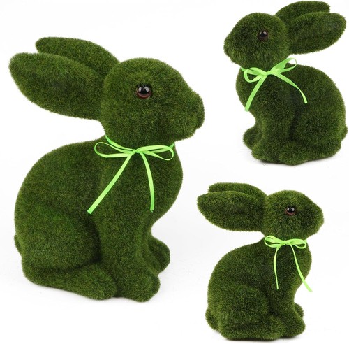3pcs moss bunny easter decor - 3pcs,