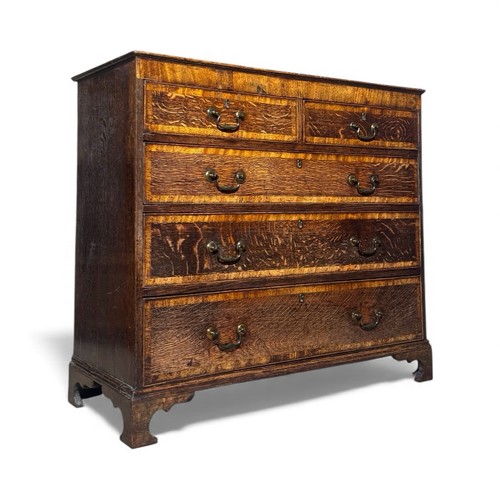 Antique oak cross - banded, chest