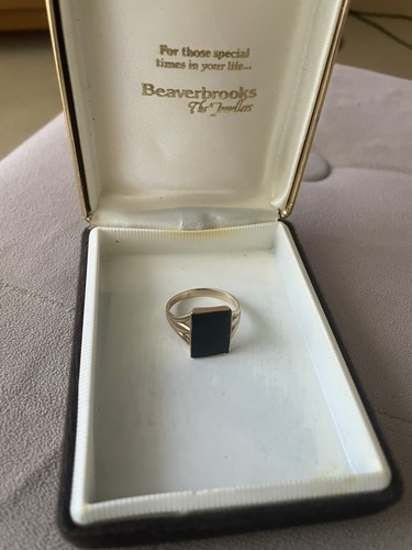 Vintage 9ct gold onyx - 9ct, mens