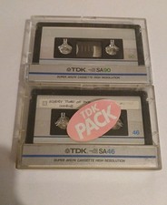 2 x TDK SA 46 90 Type II/ High Cassette Tape - used