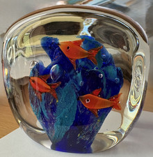 Heavy Glass Paperweight Fish