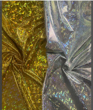 Shattered Glass Metallic Holographic Lycra Fabric 4Way Stretch Spandex Material