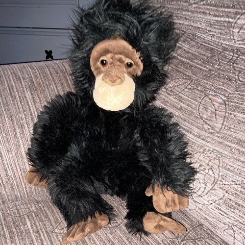 Black plush monkey - black, soft