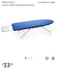 Camco 43904 Table Top / Folding Up Ironing Board Blue & White 81x34 Cm