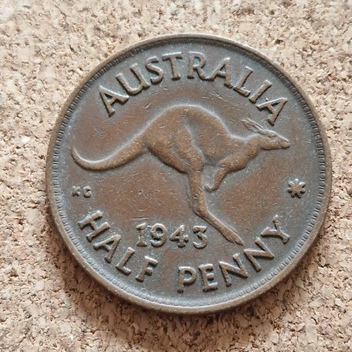 1943 australia half penny - half,