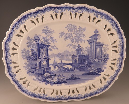 Antique pottery pearlware blue - pottery,