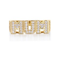 9 Carat Gold on Solid Sterling 925 Silver Diamond Set Zircon MUM Ring K to X