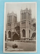 Bristol Cathedral, Motorbike & Sidecar - Old Real Photo Postcard, Bristol 1951