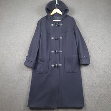Vintage Duffle Coat Womens L Large Navy Blue Wool Toggle Hooded British Isles