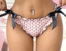 Woman’s CD TV Sexy Pink Semi Sheer knickers Stretch Panties  Size L 14/16