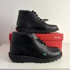 KICKERS KICK HI CORE MENS LEATHER BOOTS - UK 8 EU 42 - BLACK - BRAND NEW.