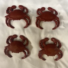 4-Vtg Iron Art Crab Red Paint