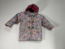 JoJo Maman Bébé Coat Girls Size 3-4 Years Floral Hooded Fleece Lined Rain Jacket