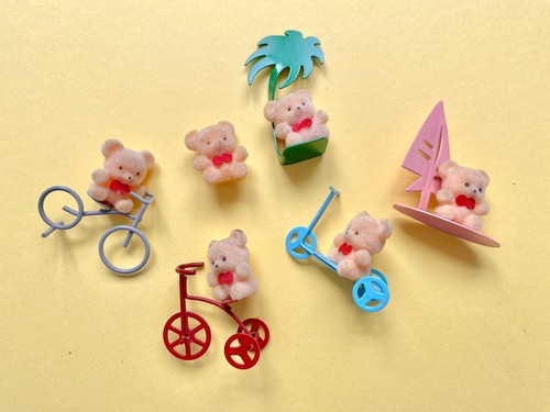 Flocked teddy bear figures - flocked,