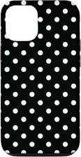 iPhone 12 12 Pro Case Black Polka Dot Heavy Duty Protective Cover