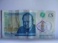 AA02 Bank Of England £5 Five Pound Note QUEEN'S HEAD Plastic/Polymer AA02 280030