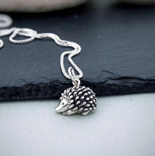 Hedgehog pendant in sterling silver, Woodland animal jewellery, Hedgehog lovers