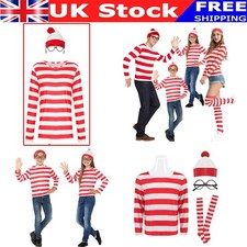 Where's Wally Wenda Costume World Book Day Fancy Dress Kids Adult Party Outfit.