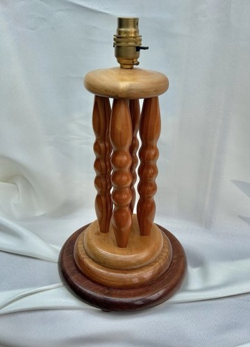 Hand turned wooden lamp base - wooden,
