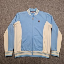 Fila Jacket Mens Medium Blue Cream Tracksuit Track Top Retro Full Zip Tennis