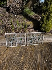 Pair vintage leaded stained - pair,