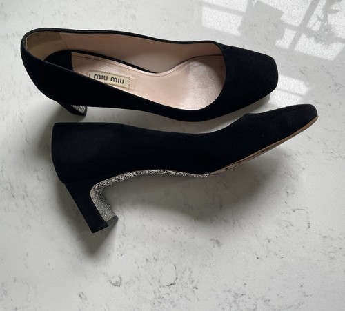 Miu black suede block - miu,