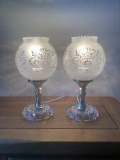 Pair of Vintage Glass Pie Crust Globe Table Lamps