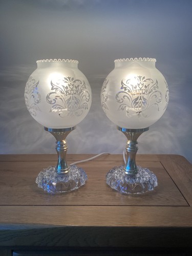 Pair vintage glass pie - of,