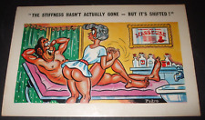 SAUCY Rude Comic MASSAGE PARLOUR MASSEUSE BARE BUM STIFFNESS HAS MOVED Innuendo