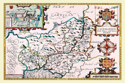 Old map carmarthenshire - old,