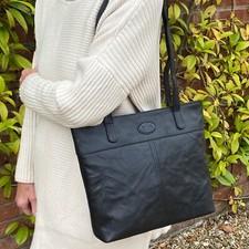 Rowallan Black Leather Shopper, Handbag, Shoulder Bag