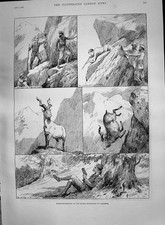 Antique Print 1890 Markhar Shooting Kajnag Mountains Cashmere Goat Hunting 19th
