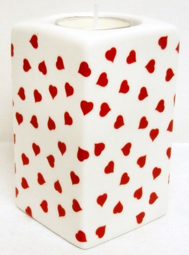 Red love hearts candle holder - candle,
