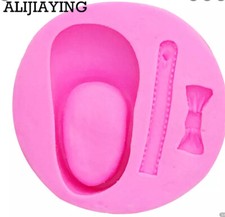 Cute Baby Shoes Bow Silicone Cake Moulds , Sugar Craft. Baking Tools
