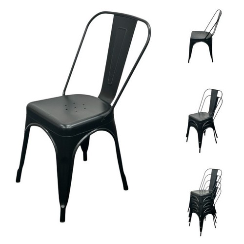 Black metal dining chairs - black,