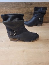 Next Womens Black Leather Pixie Boots  Side Zip Uk 4 Wide Fit