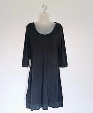 Fat Face Dress Size 12 Womens Grey Wool Knit Crochet Trim Skater Fit & Flare