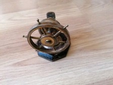 Ships Wheel Nut Cracker Solid Brass on Hard Wood Base, Vintage. Read Discription