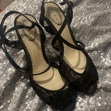 Black lace sequin strappy