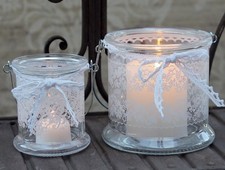 Hanging Glass Lantern Lace