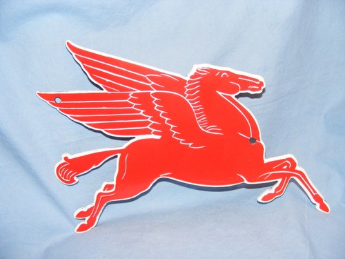 Mobil oil pegasus enamel sign - oil,