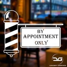 Appointment Only Barber Shop Pole Hair Salon Business Window Wall Sign Sticker