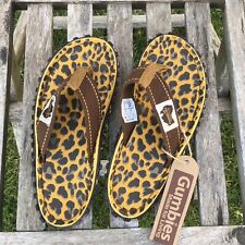 Gumbies Islander LEOPARD Animal Print Canvas Flip-Flops UK 3 EURO 36
