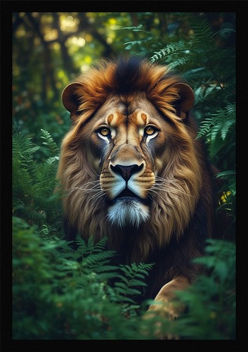 Dramatic lion framed wall art - dramatic,