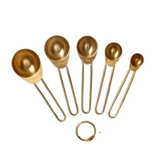 Copper Stainless Steel Measuring Cups And Spoons Set Of 4/5 Golden Baking Set