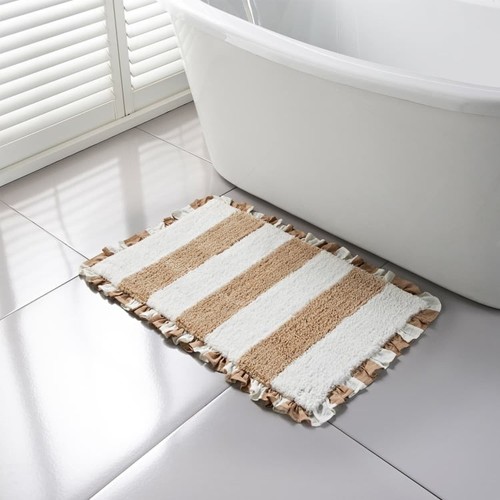 New ruffle stripe bath - stripe, mat