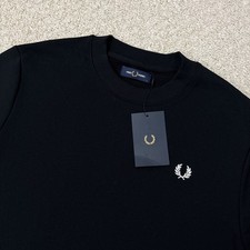 Fred Perry Sweatshirt Jumper Pullover Hoodie Black Mod 60s Mens Size Large BNWT