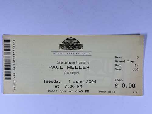 Paul weller ticket - paul, concert