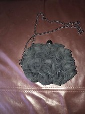 Excellent Ben de Lisi Small Black Rose Pleated Clutch Bag with Wrist Strap