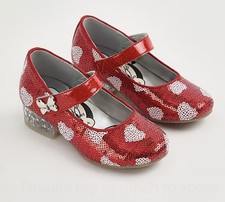 Minnie Mouse Red Sequin Christmas Heart Print Light Up  Mary Jane Shoes Size 9